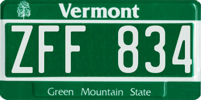 VT license plate ZFF834