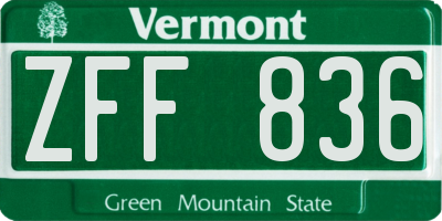 VT license plate ZFF836