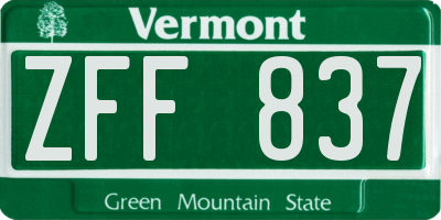 VT license plate ZFF837