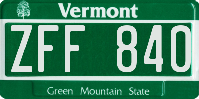 VT license plate ZFF840