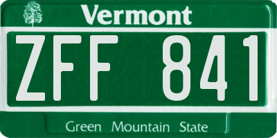 VT license plate ZFF841