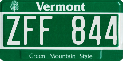 VT license plate ZFF844