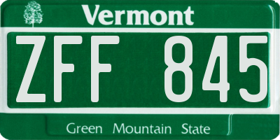 VT license plate ZFF845