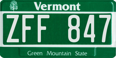 VT license plate ZFF847