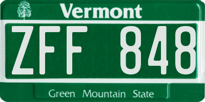 VT license plate ZFF848