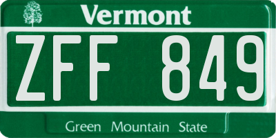 VT license plate ZFF849