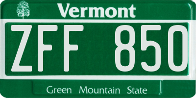 VT license plate ZFF850