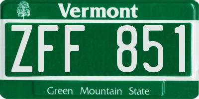 VT license plate ZFF851