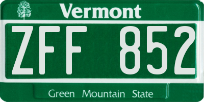 VT license plate ZFF852