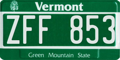 VT license plate ZFF853