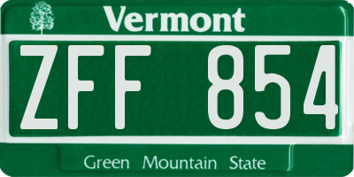 VT license plate ZFF854