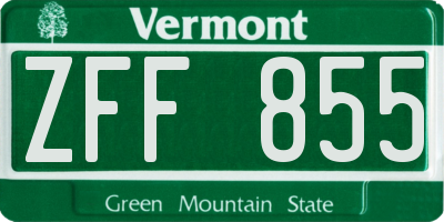 VT license plate ZFF855