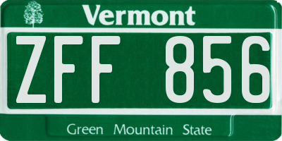 VT license plate ZFF856