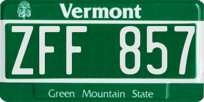 VT license plate ZFF857