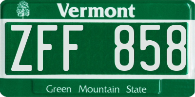 VT license plate ZFF858
