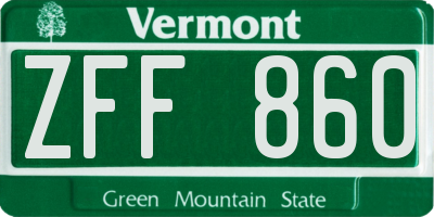 VT license plate ZFF860