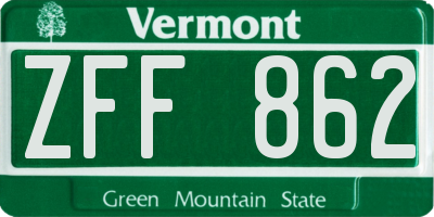 VT license plate ZFF862