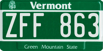 VT license plate ZFF863