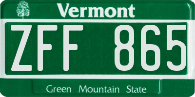VT license plate ZFF865
