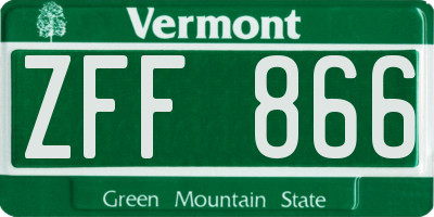 VT license plate ZFF866