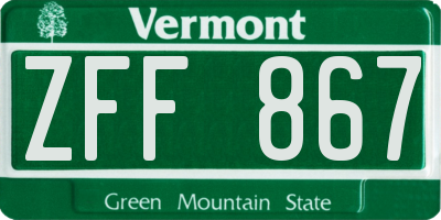 VT license plate ZFF867