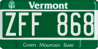 VT license plate ZFF868