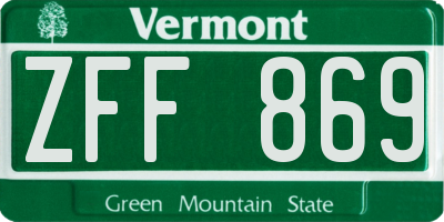 VT license plate ZFF869