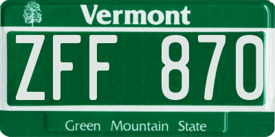 VT license plate ZFF870
