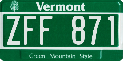 VT license plate ZFF871