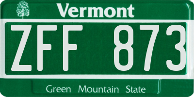 VT license plate ZFF873