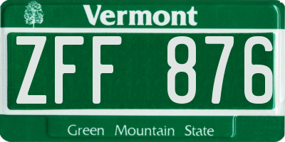 VT license plate ZFF876