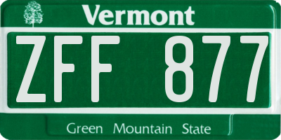 VT license plate ZFF877