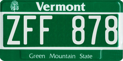 VT license plate ZFF878