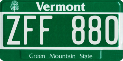 VT license plate ZFF880