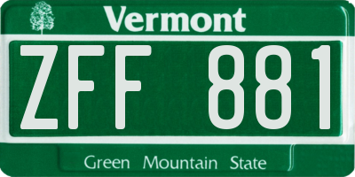 VT license plate ZFF881