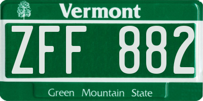 VT license plate ZFF882