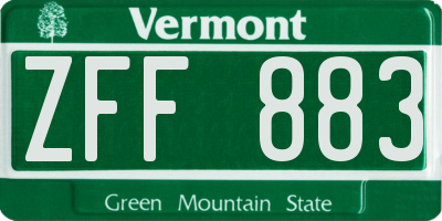 VT license plate ZFF883