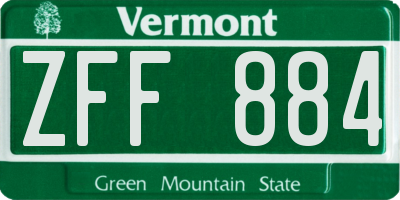VT license plate ZFF884