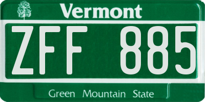 VT license plate ZFF885