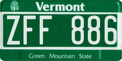 VT license plate ZFF886