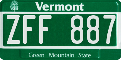 VT license plate ZFF887