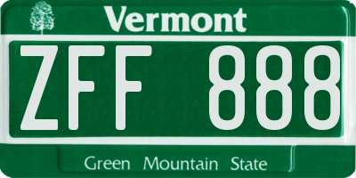 VT license plate ZFF888
