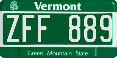 VT license plate ZFF889