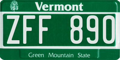 VT license plate ZFF890