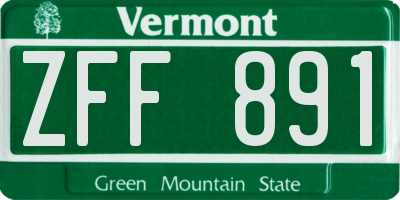 VT license plate ZFF891