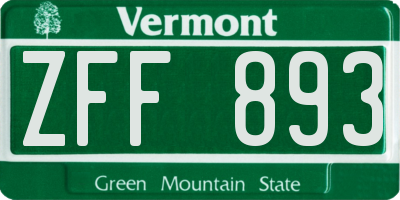 VT license plate ZFF893