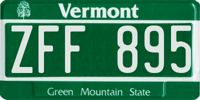 VT license plate ZFF895
