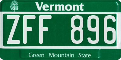 VT license plate ZFF896