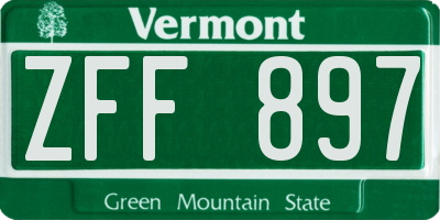 VT license plate ZFF897