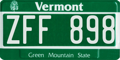 VT license plate ZFF898